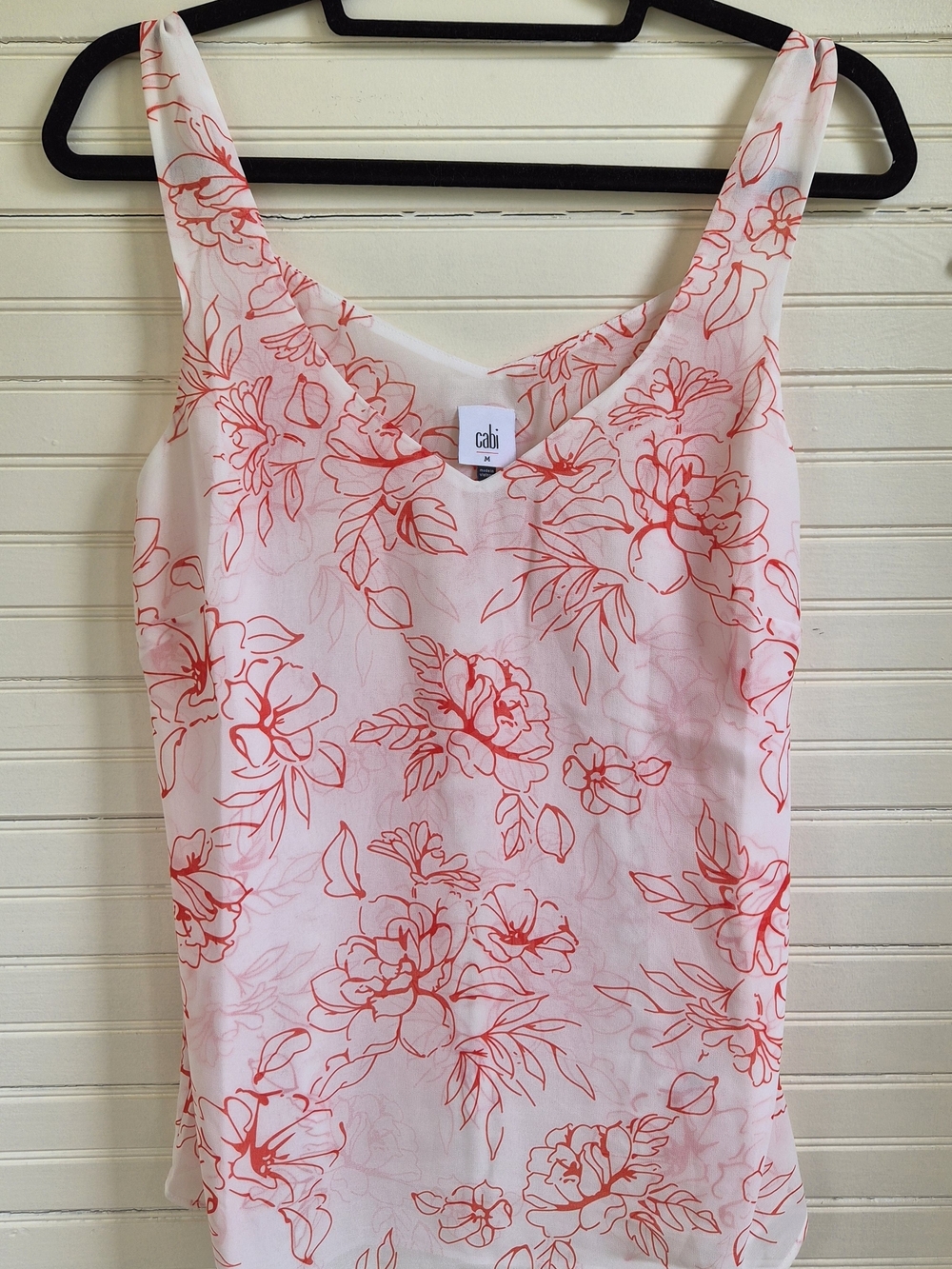 CAbi - NWOT Coral Floral Scoop Neck Tank on White